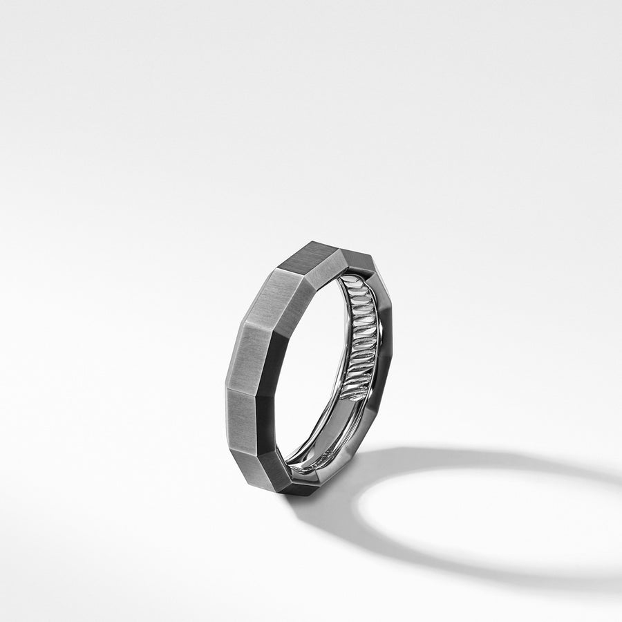Faceted Band Ring in Grey Titanium, 6mm
