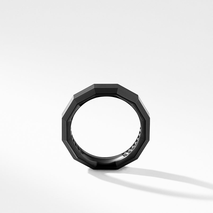 Faceted Band Ring in Black Titanium, 6mm