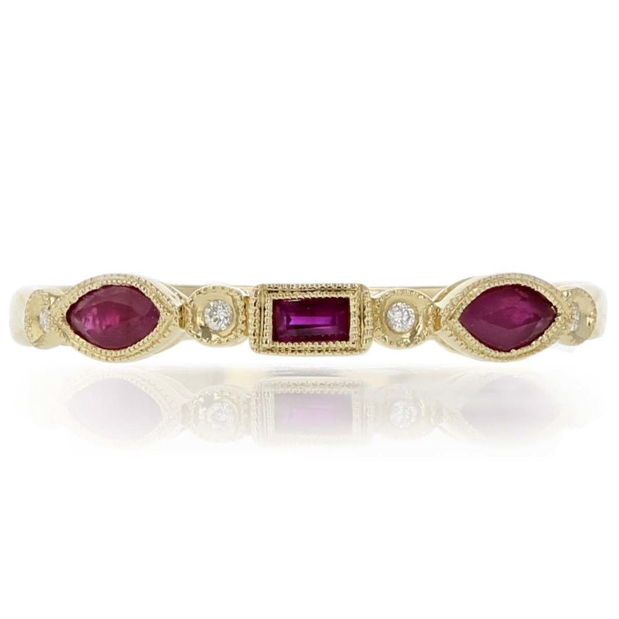 14K Ruby and Diamond Wedding Band