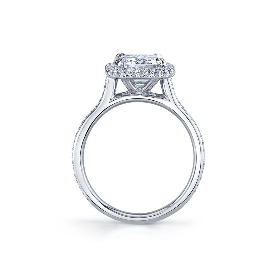 Platinum Emerald-Cut Diamond Arabesque Ring