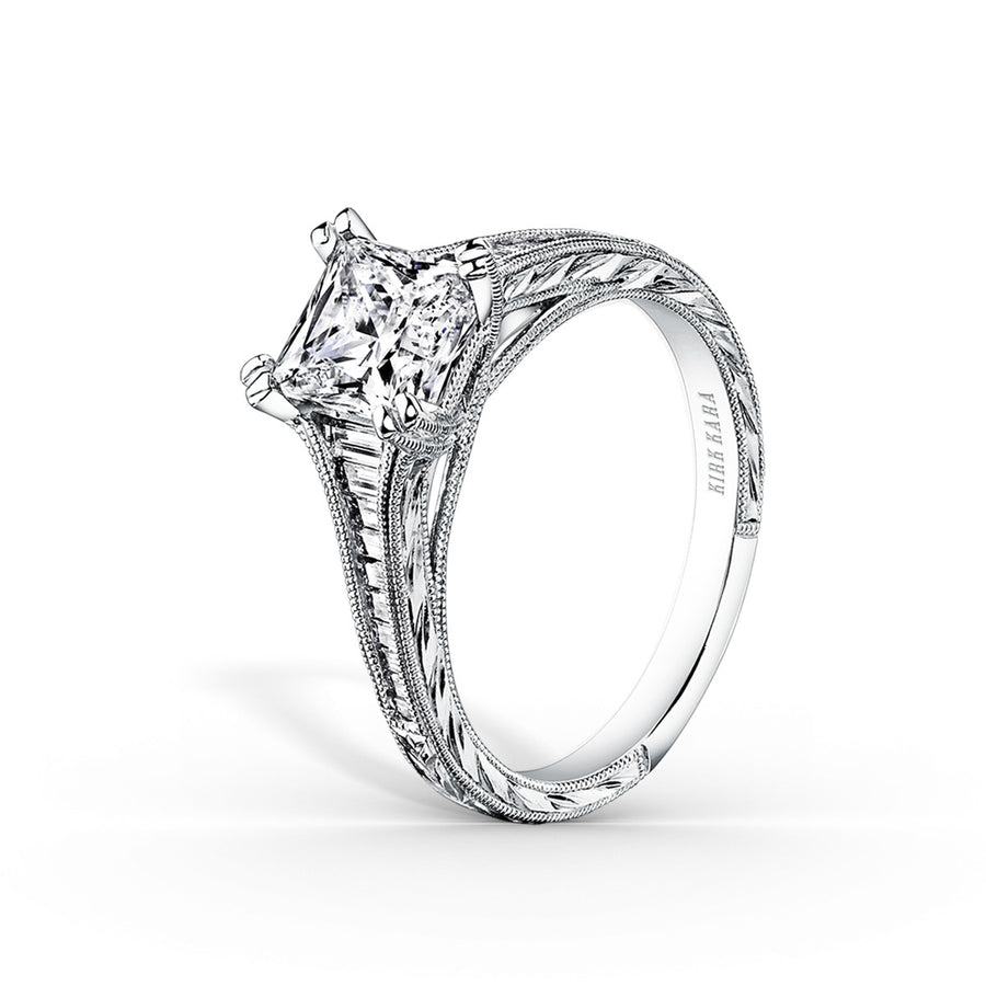 Channel Set Baguette Princess Diamond Engagement Ring Setting