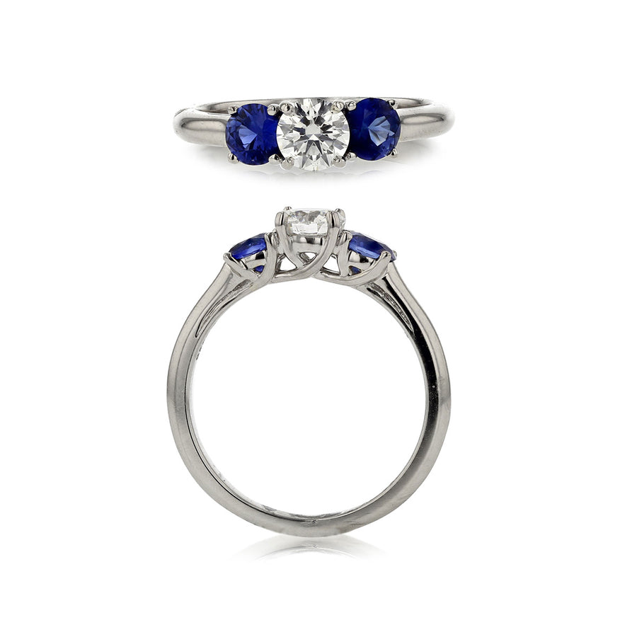 Platinum Diamond Engagement Ring Setting with Sapphires