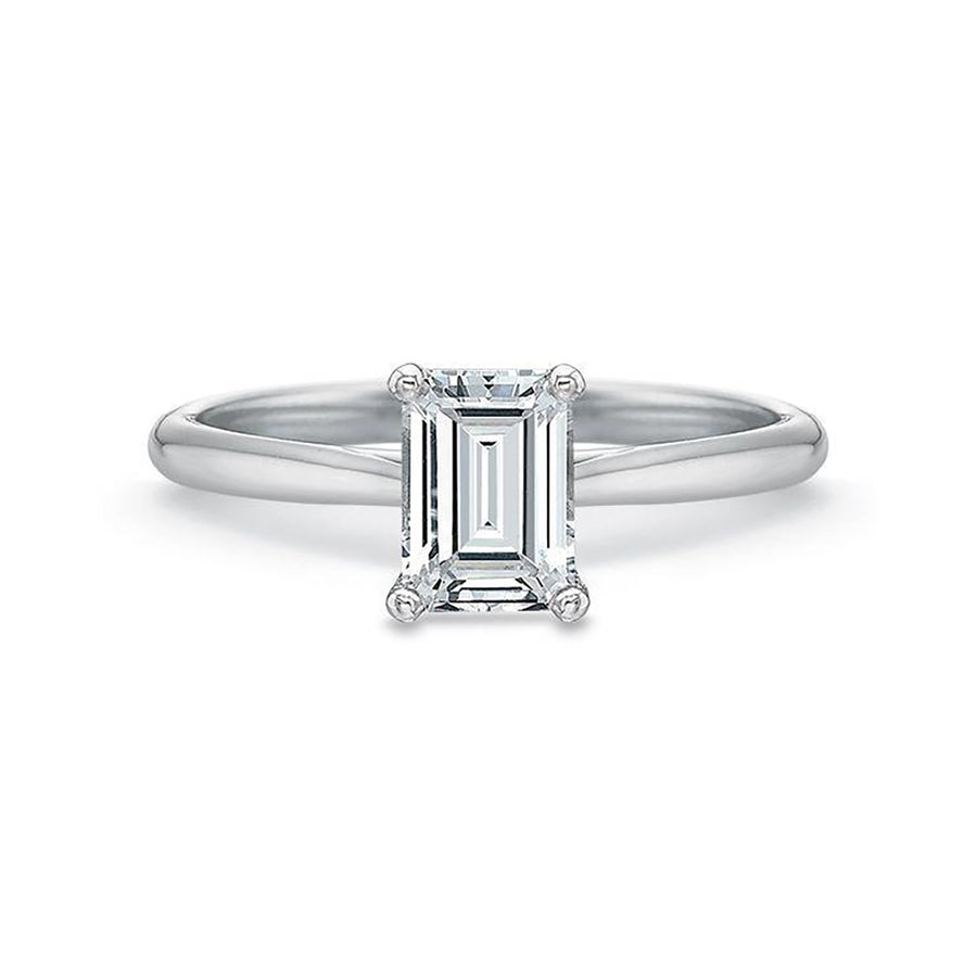 Platinum Emerald-cut Diamond Engagement Ring Setting