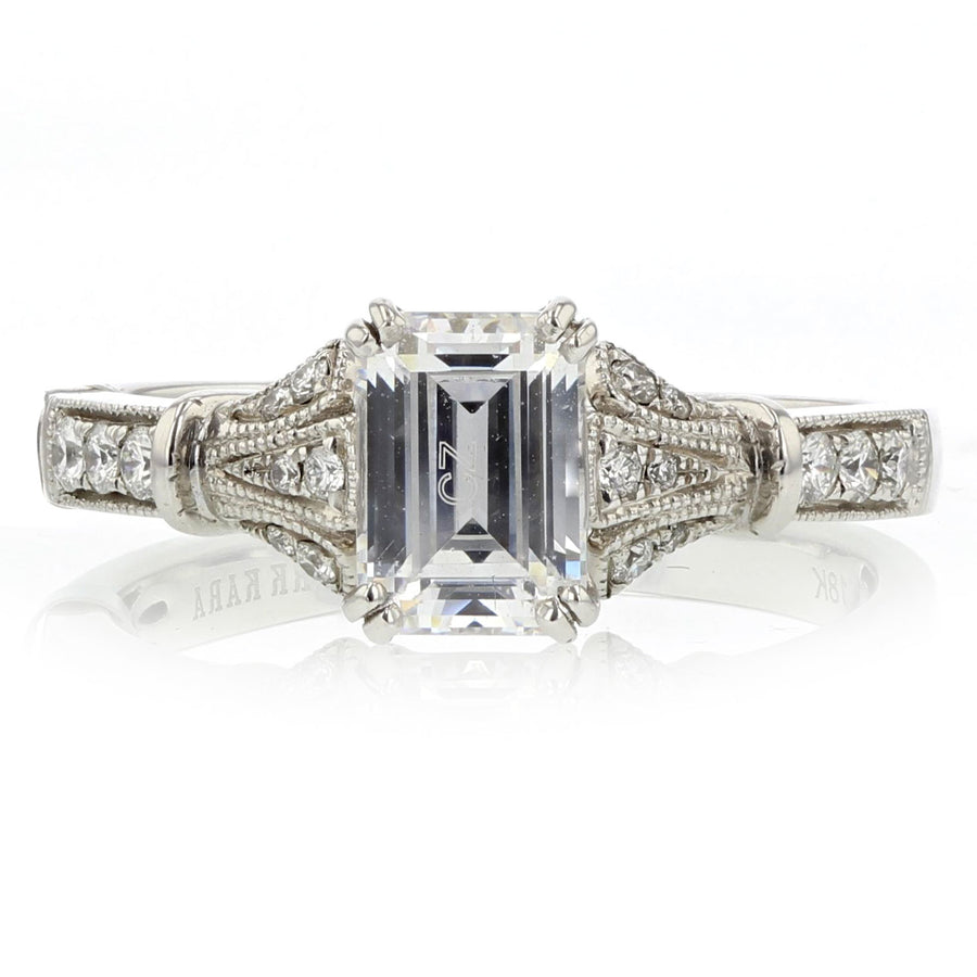 Emerald Cut Diamond Filigree Ring Setting