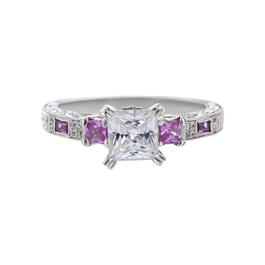 Diamond and Pink Sapphire Engagement Ring Setting