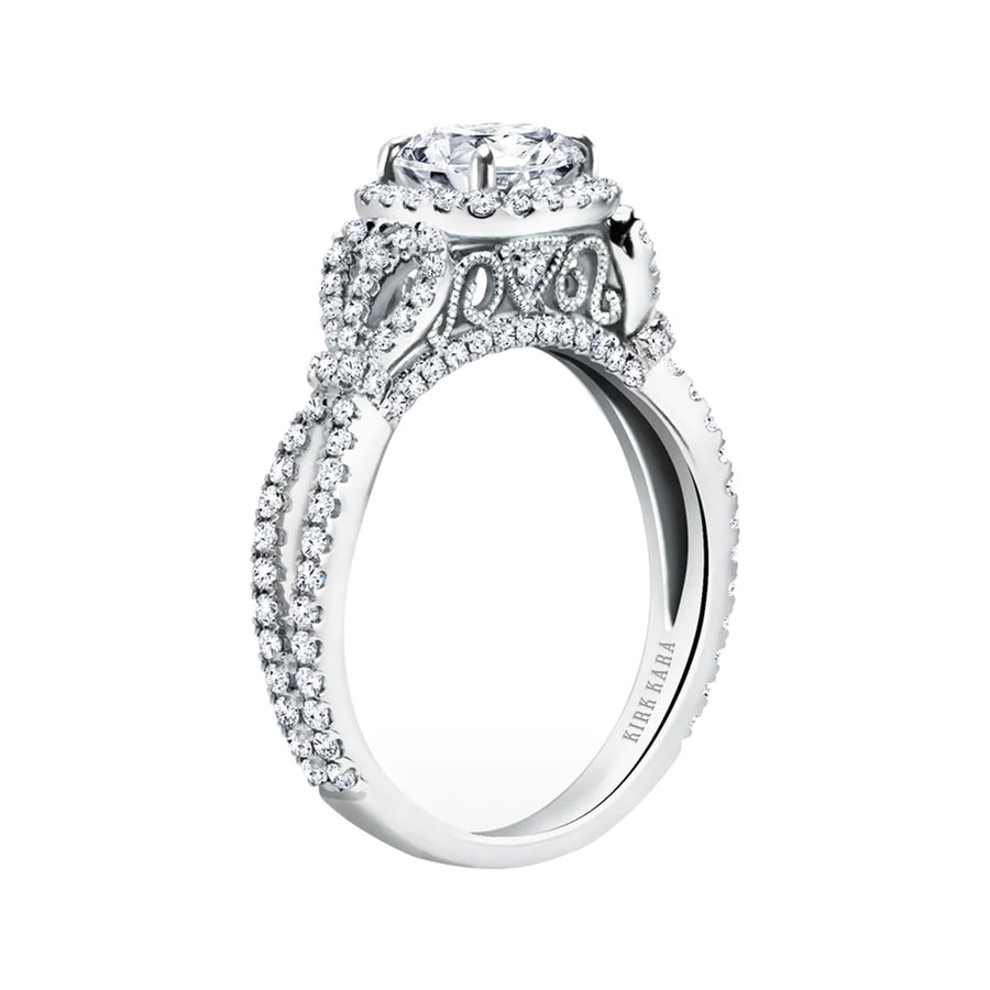 Delicate Bows Halo Diamond Engagement Ring Setting