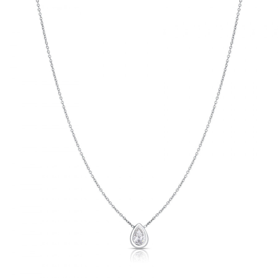 18K Diamond Pear Shape Pendant Necklace