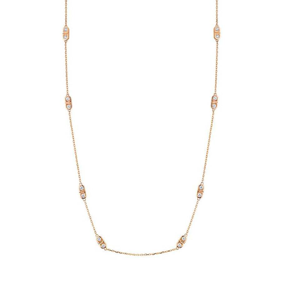 18K Rose Gold Diamond Scallop Silhouette Necklace
