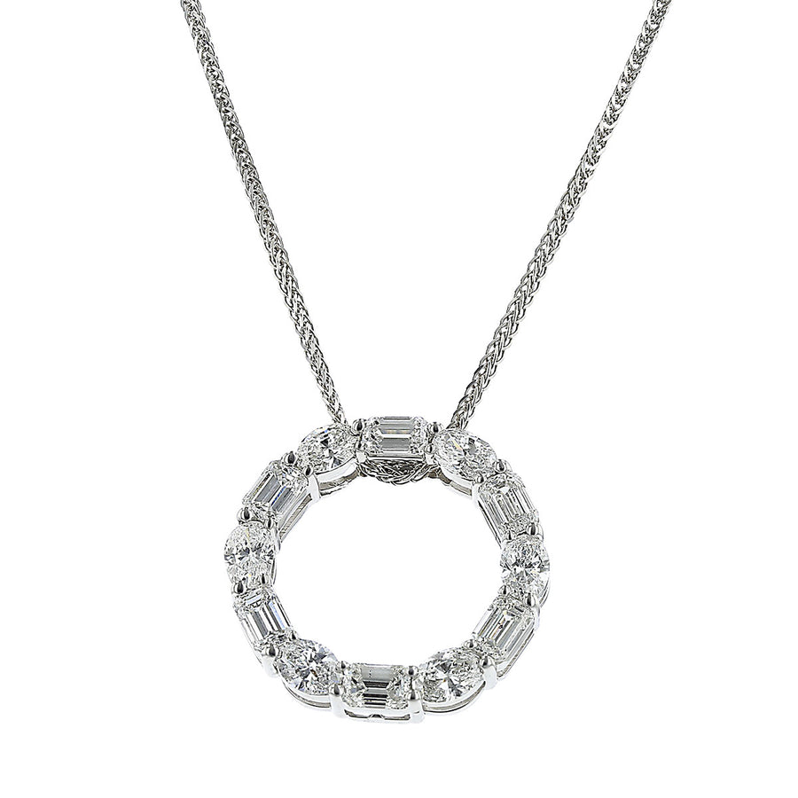 Platinum Diamond Circle Pendant Necklace