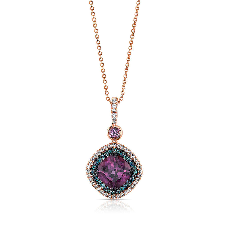 Purple Spinel, Alexandrite and Diamond Pendant Necklace
