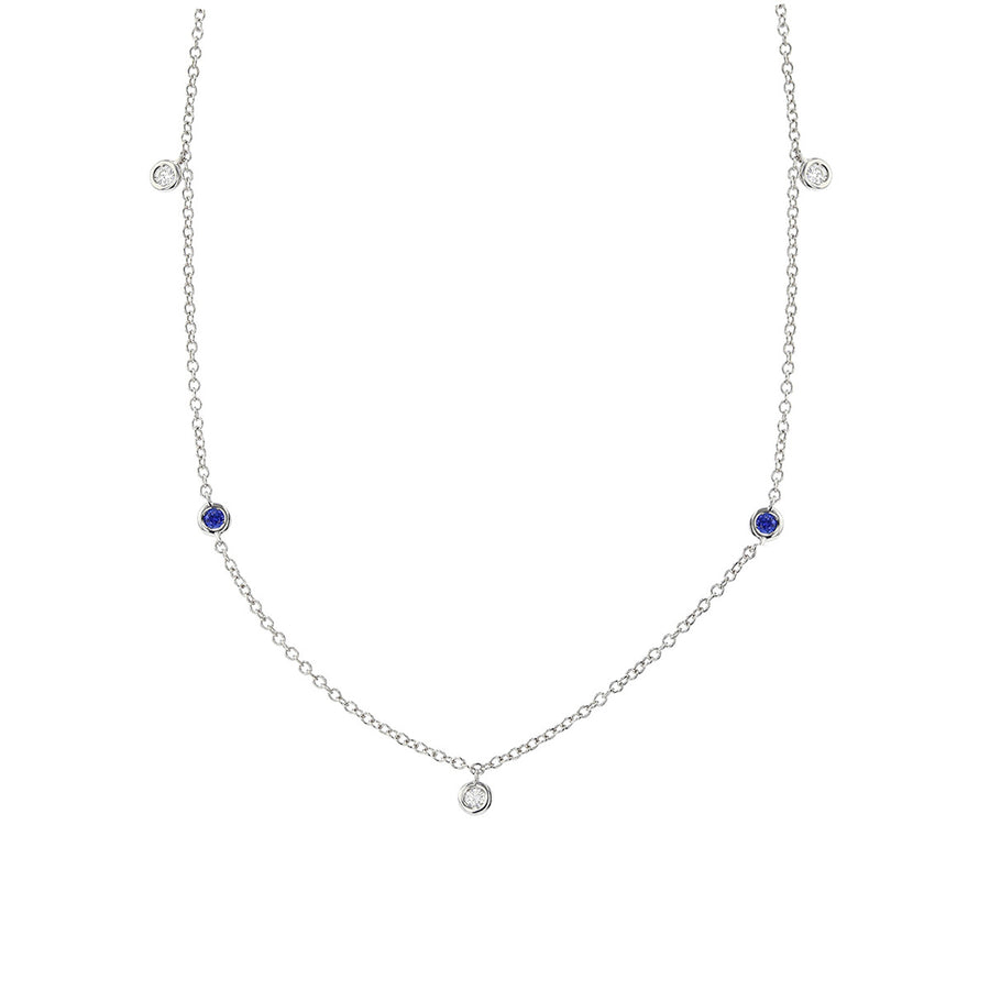 Necklace in White Gold with Diamonds and Sapphires