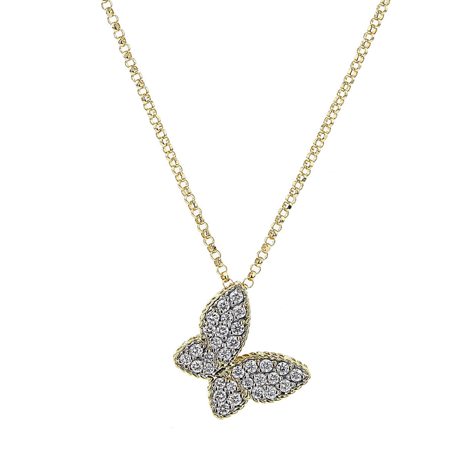 18K Gold Butterfly Pendant with Diamonds