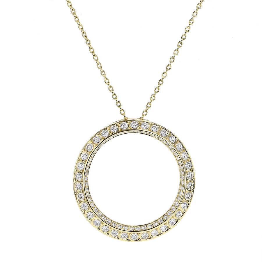 Scallop Artisan Pave Diamond Circle Pendant