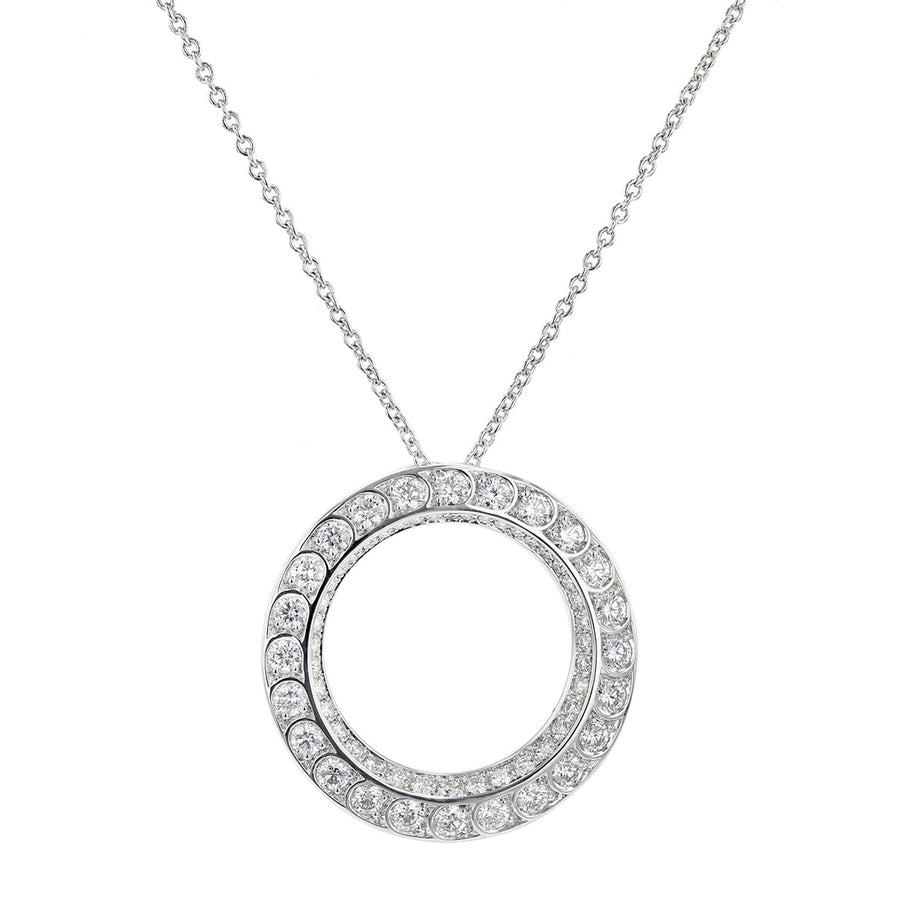 Scallop Artisan Pave Diamond Circle Pendant