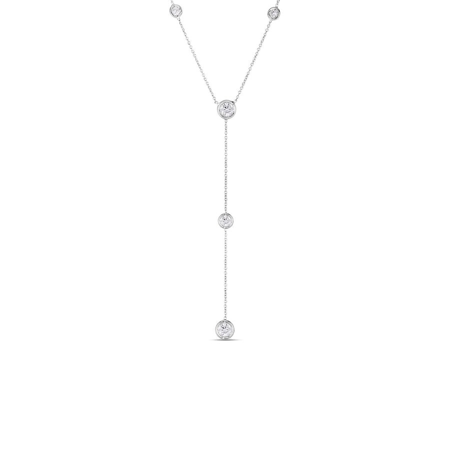 18K White Gold Diamonds by the Inch 5 Station Y Necklace