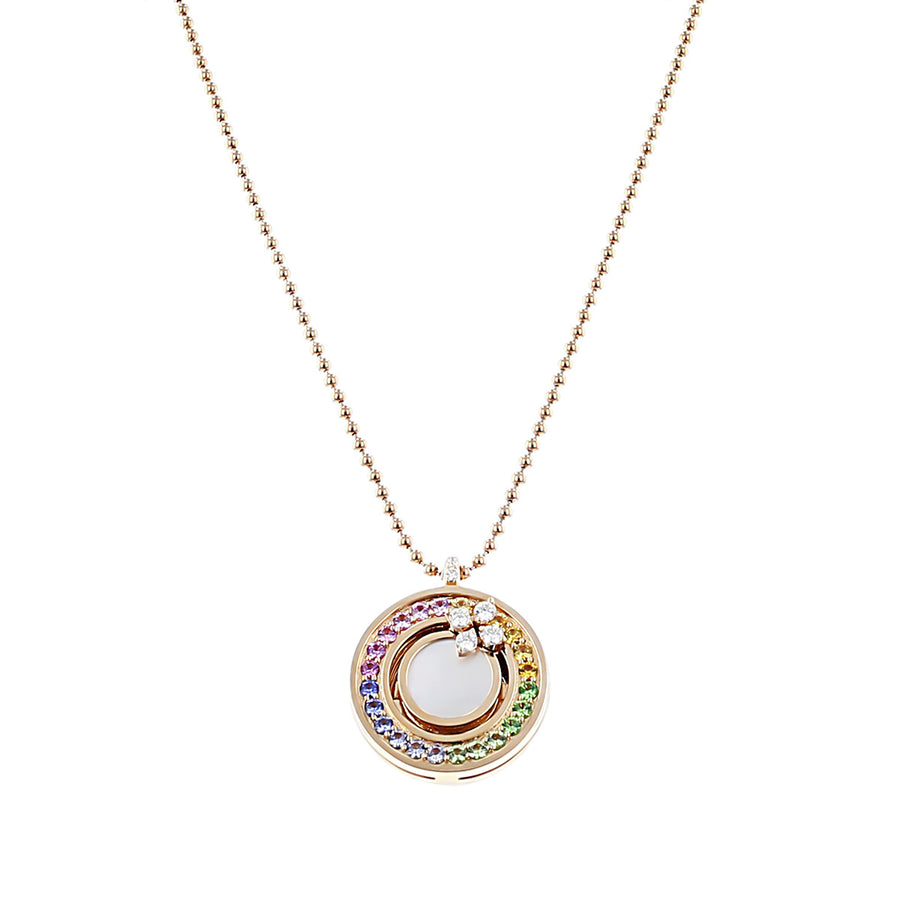 Rainbow Pendant with Sapphires, Diamonds and Mother of Pearl