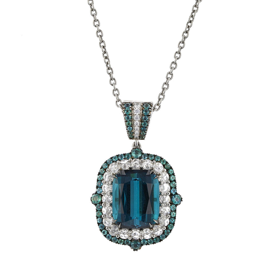 Tourmaline, Alexandrite and Diamond Pendant