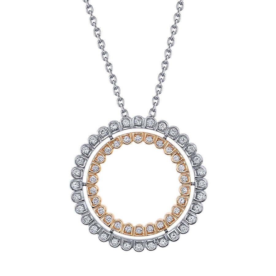 Diamond Scallop Silhouette Circle Pendant Necklace