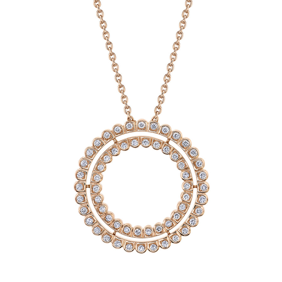 Scallop Circle Diamond Pendant Necklace