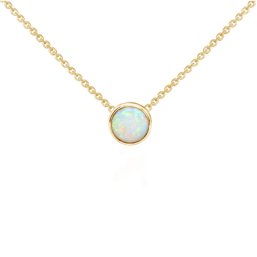 14K Yellow Gold Cabochon Australian Opal Necklace