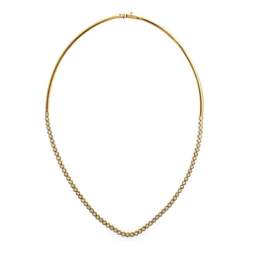 Bezel-set Diamonds on Omega Chain Necklace