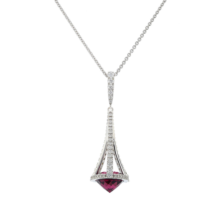 Pastel Diamond Chandelier Garnet Necklace