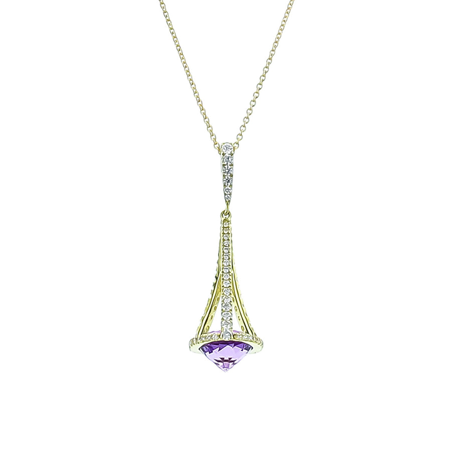 Pastel Diamond Chandelier Amethyst Necklace