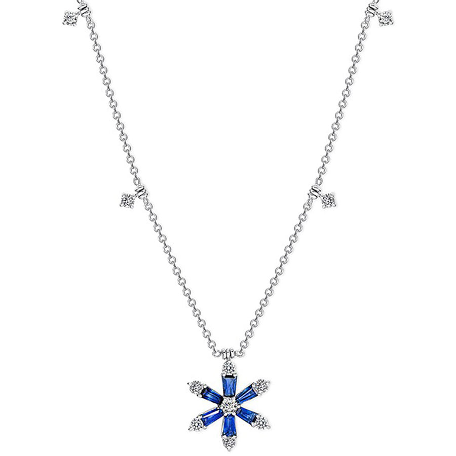 Blue Sapphire Necklace in 18K White Gold