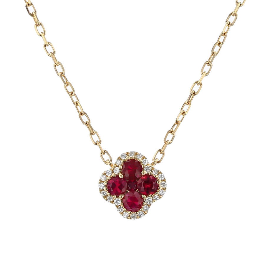 Ruby Clover Pendant Necklace