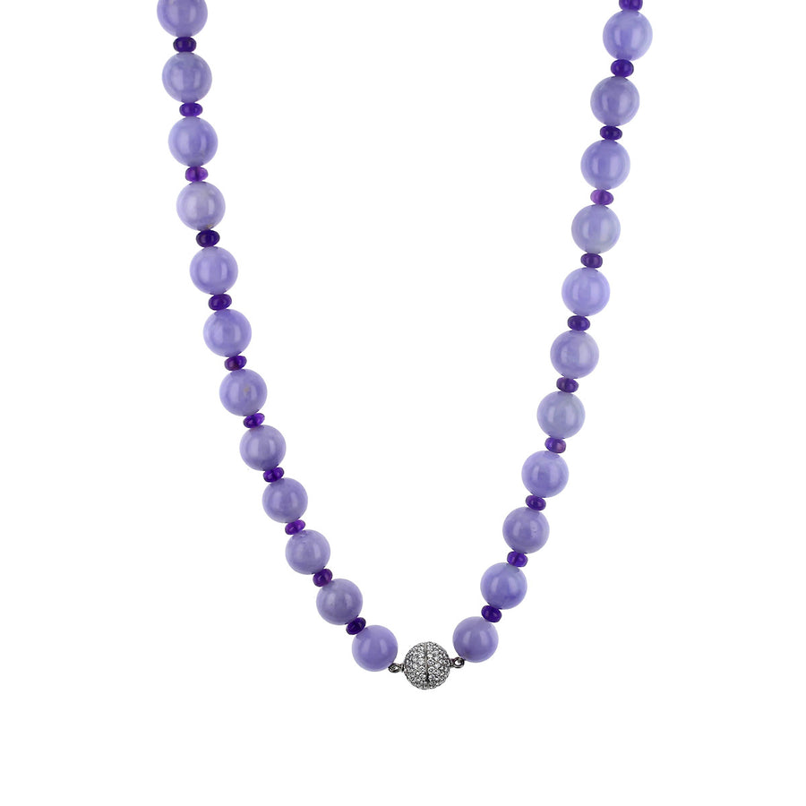 Lavender Jade and Amethyst Necklace with Diamond Clasp