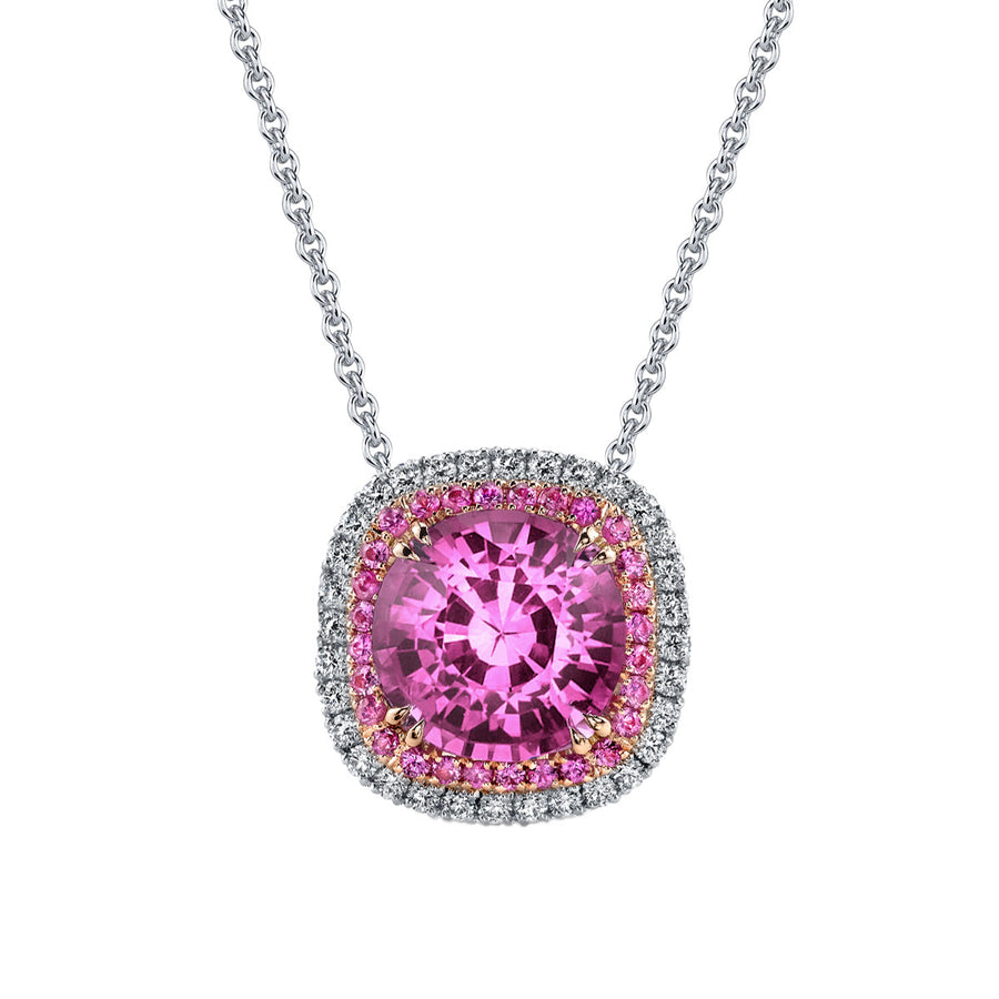 Pink Sapphire and Diamond Pendant