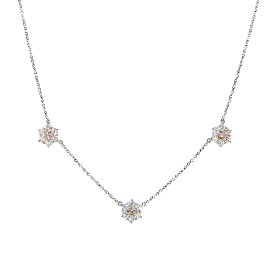 Fiore Fancy Intense Pink Diamond Flowers Necklace