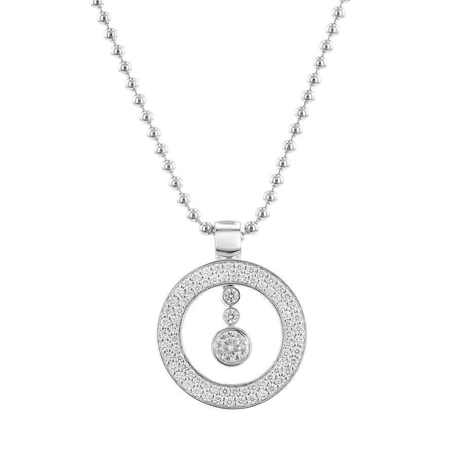 18K White Gold Pave Baby O Pendant