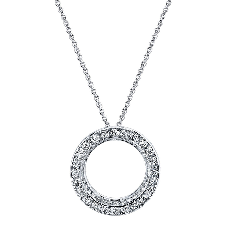 Scallop Artisan Pave Diamond Small Circle Pendant