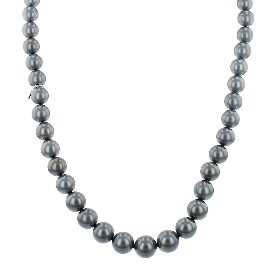 Black South Sea Cultured Pearl Necklace in 18K White Gold