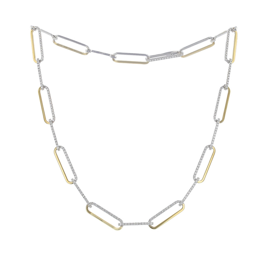 17-Inch Diamond Oval Link Necklace in 18K Gold
