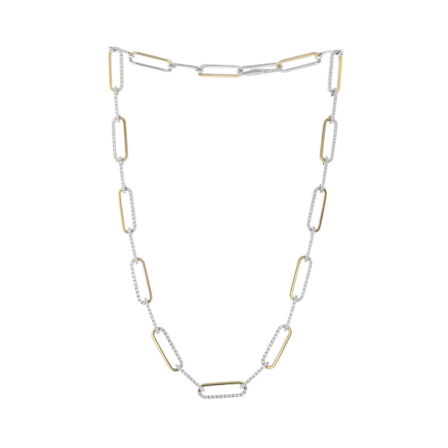 16-Inch Diamond Oval Link Necklace in 18K Gold