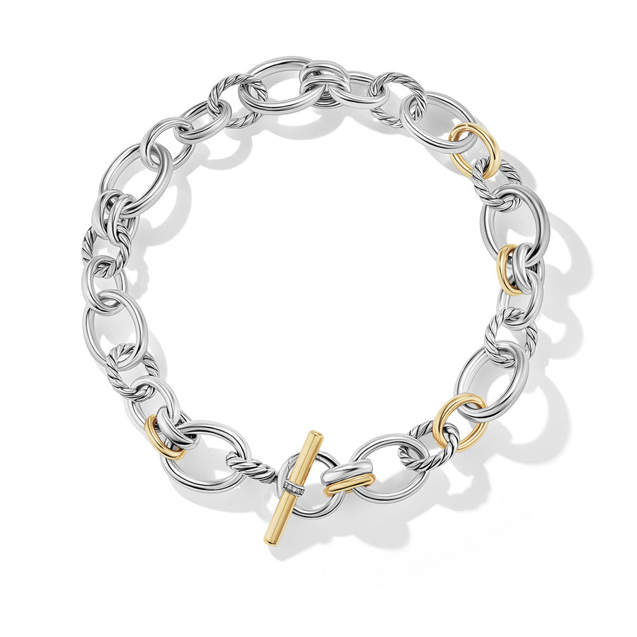 DY Mercer Necklace in Sterling Silver with 18K Yellow Gold and Pave Diamonds