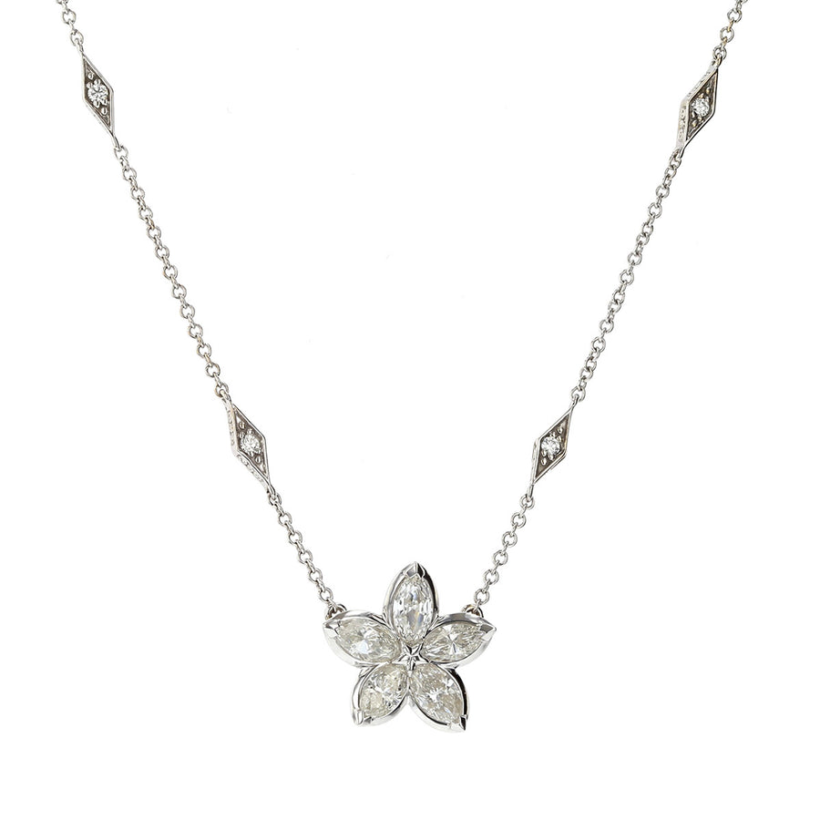 Marquise Diamond Star Pendant Necklace