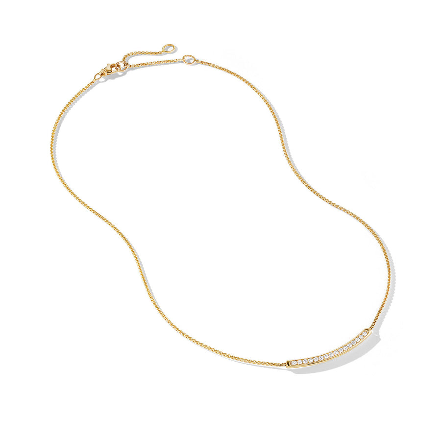 Petite Pave Bar Necklace in 18K Yellow Gold with Diamonds