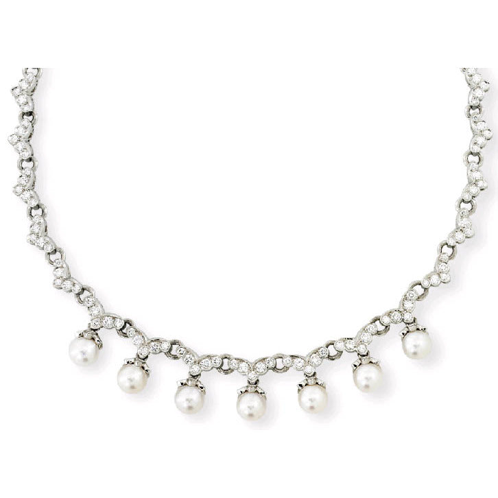 Platinum Pearl Diamond Necklace