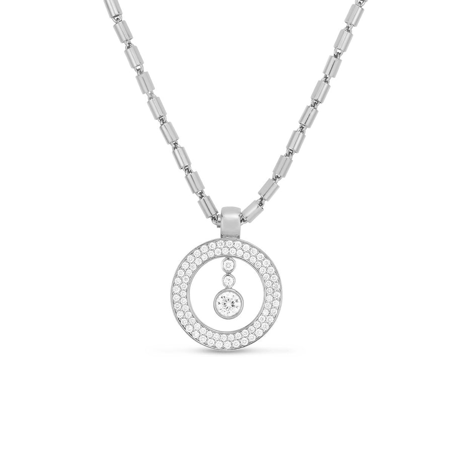 18K White Gold Pave Baby O Pendant