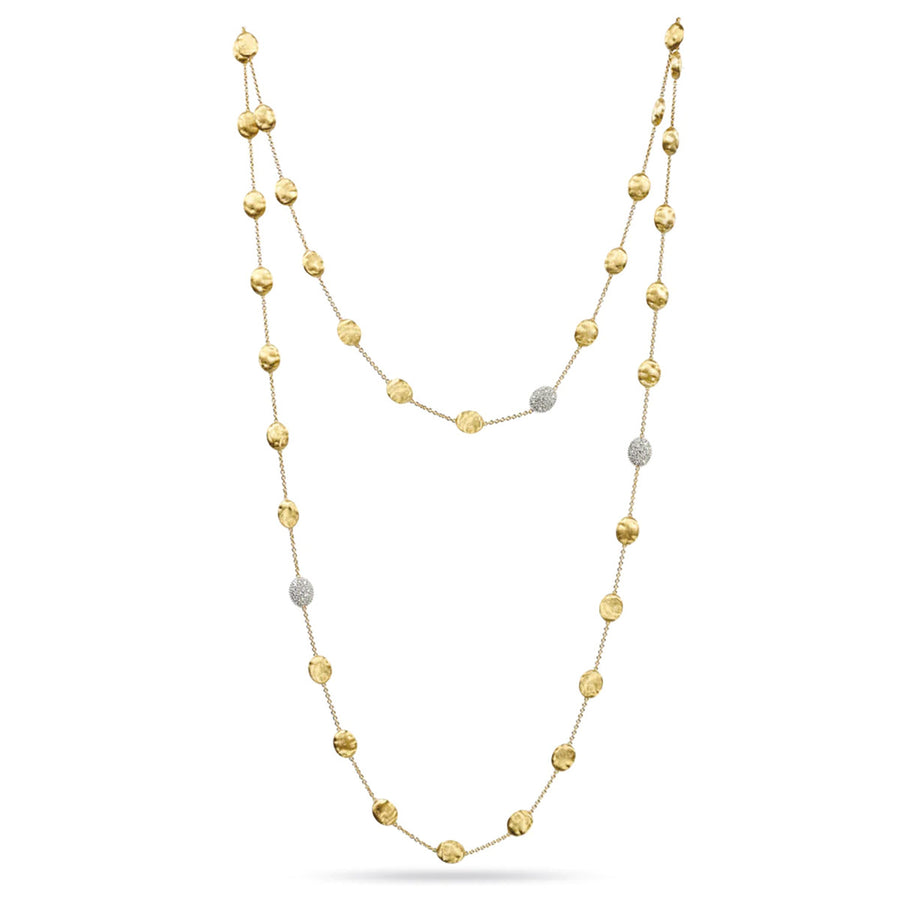 18K Yellow Gold and Diamond Large Bead Long Necklace