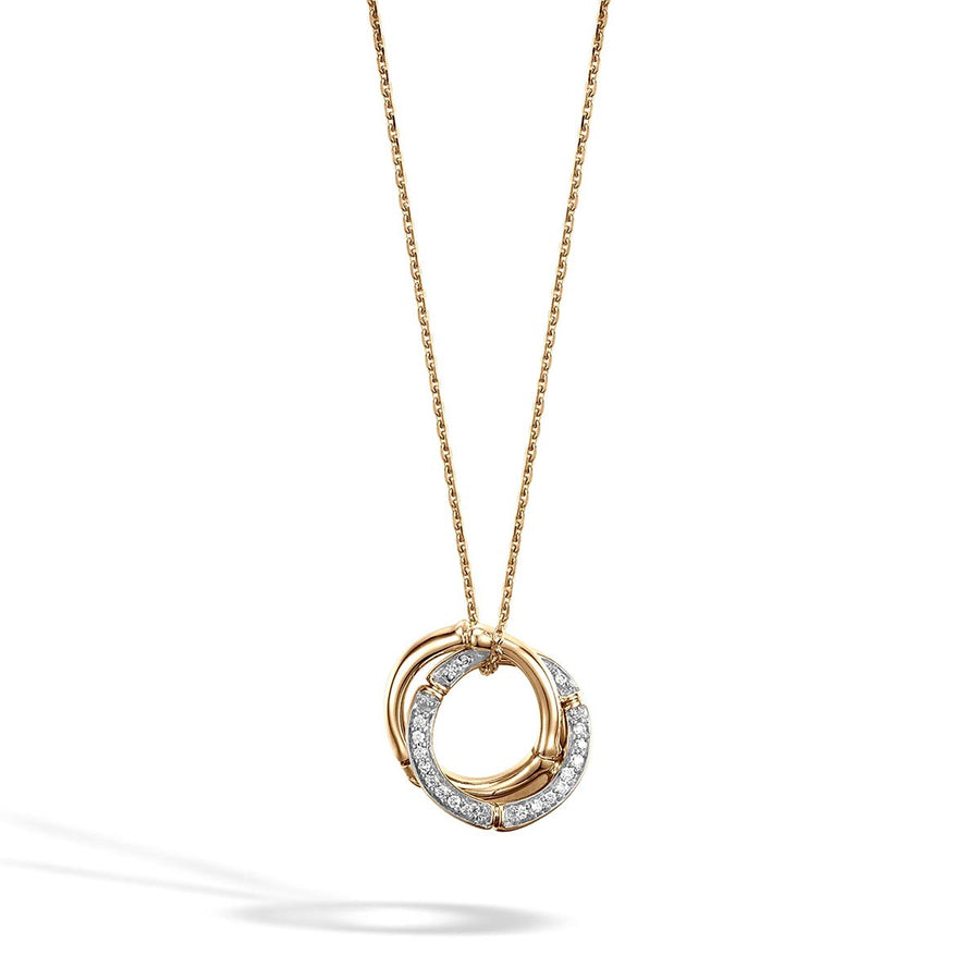 Bamboo Collection Pendant Necklace with Diamonds