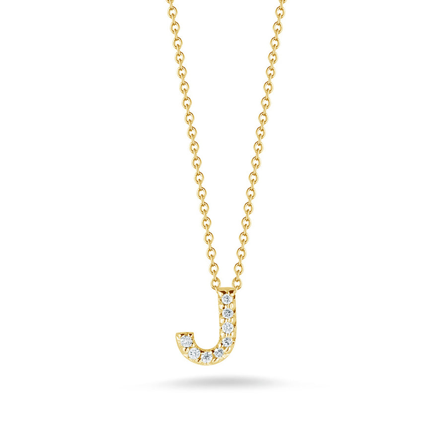 Love Letter Diamond Initial J Necklace in Yellow Gold