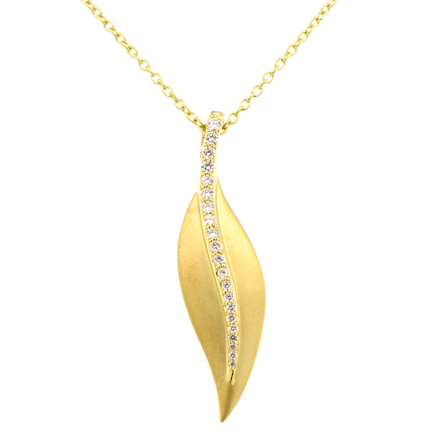 Elliptical Leaf Diamond Necklace