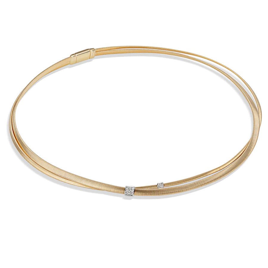 18K Yellow Gold and Diamond Two Strand Necklace