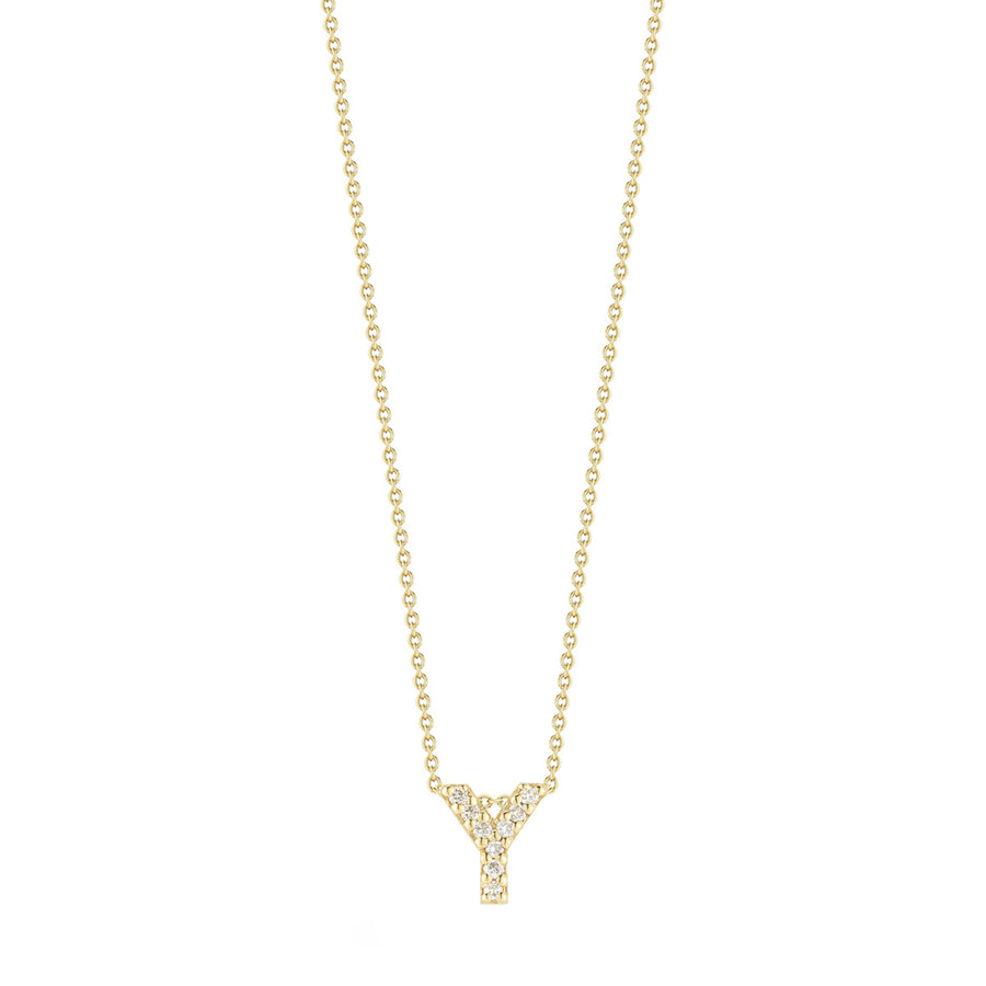 18K Yellow Gold Diamond Love Letter Y Necklace