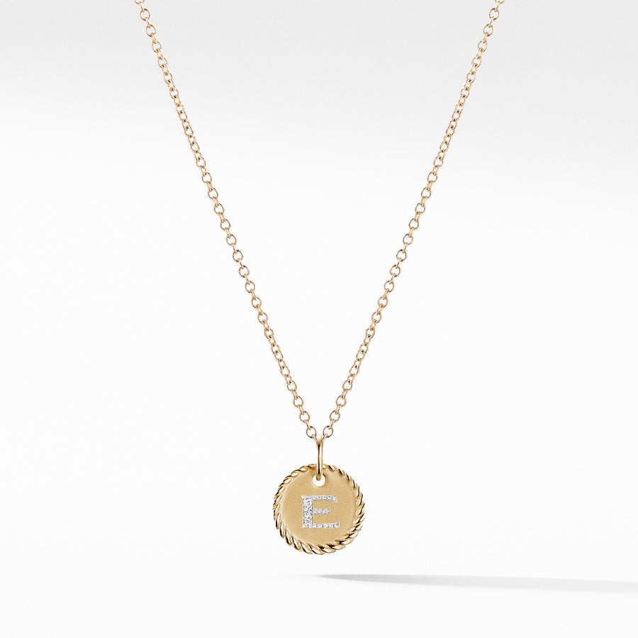 Initial Charm Necklace with Diamonds in Gold on Chain