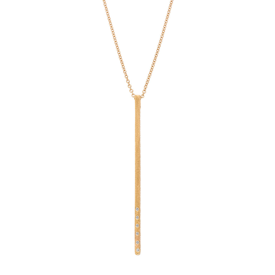 Brushed Gold Bar Diamond Necklace